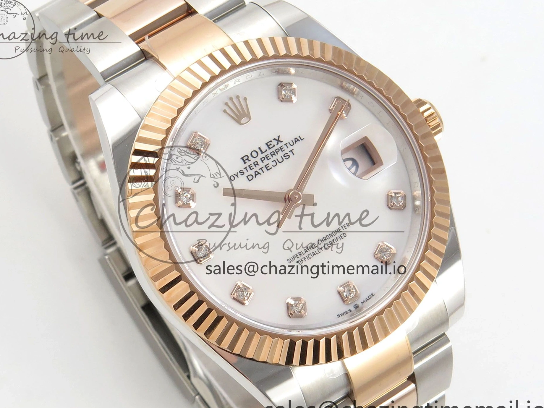 0208 DateJust 41 126331 SS RG ARF 1:1 Best Edition White MOP Diamonds Dial on Oyster Bracelet SH3235 (Weighted) UrbanChic 186